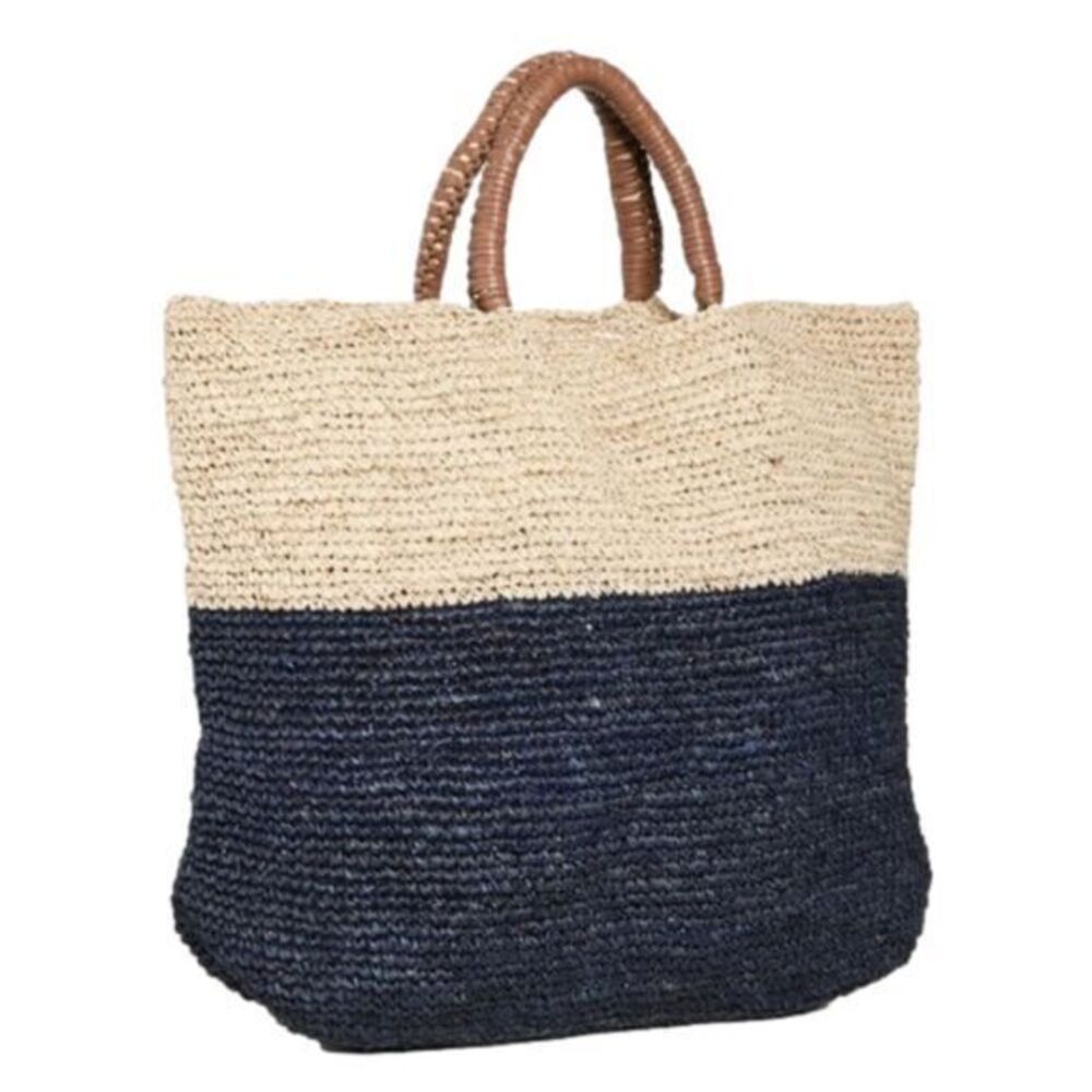 Kayu Women's Elin Two Tone Raffia Woven Tote New